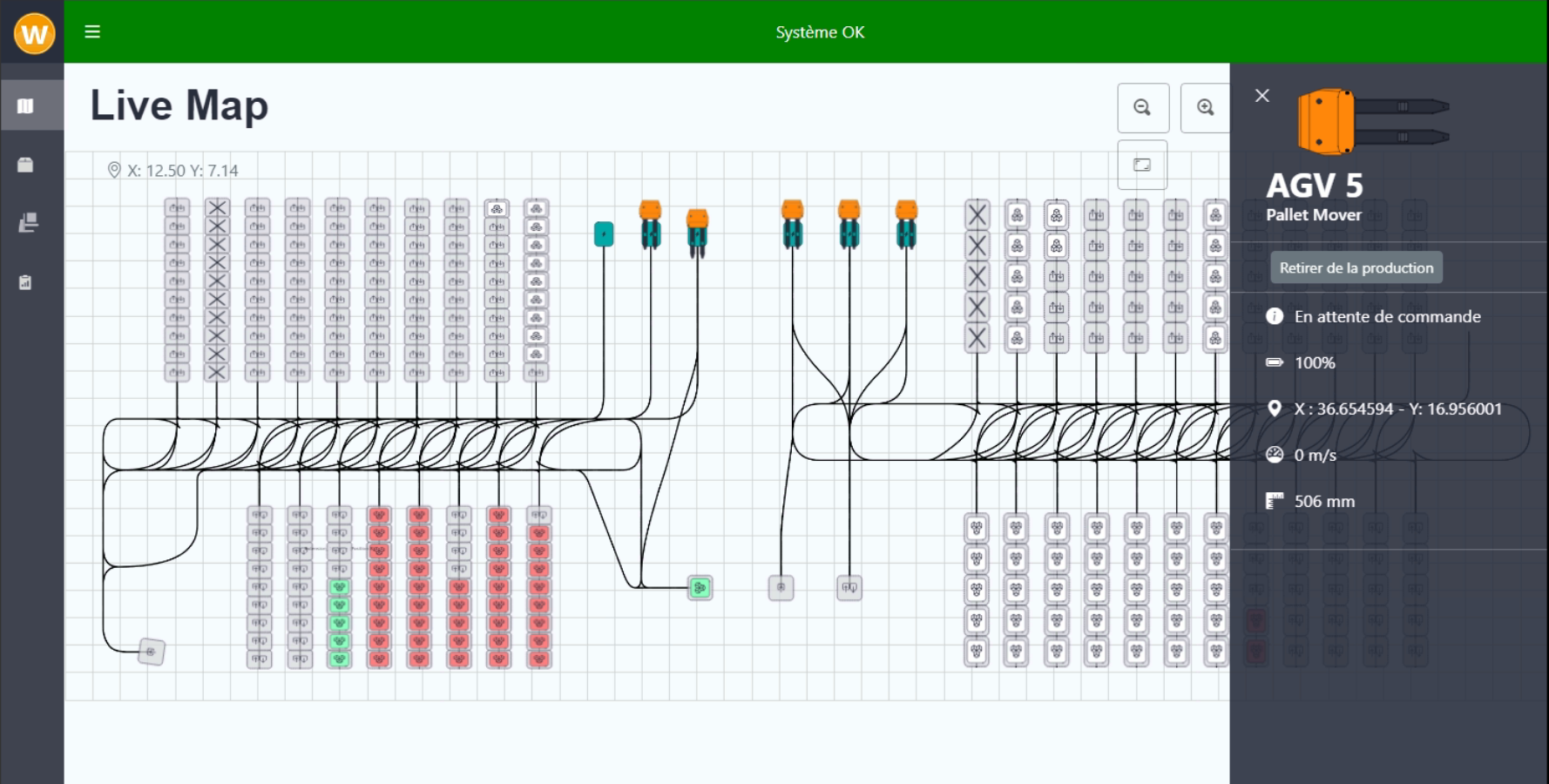 WEWO navigation software — harta rutelor si logica de navigatie AGV